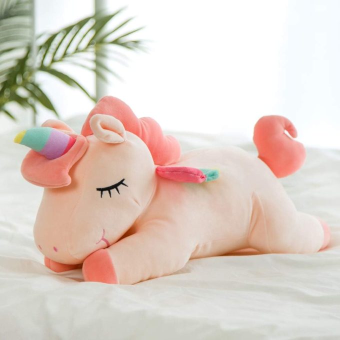 Unicorn Stuffed Animal, Soft Unicorn Plush Hugging Pillow Toy Gifts for Kids (Pink, 19.6 in)