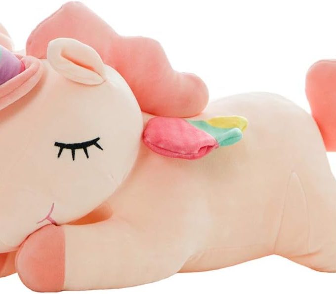 Unicorn Stuffed Animal, Soft Unicorn Plush Hugging Pillow Toy Gifts for Kids (Pink, 19.6 in)