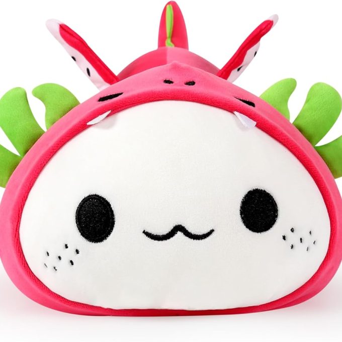 Cute Plush, 19" Soft Large Stuffed Animals Big Axolotl Pitaya Plush Pillow, Kawaii Plushie Toy for Kids (Axolotl Dragonfruit B, 19")