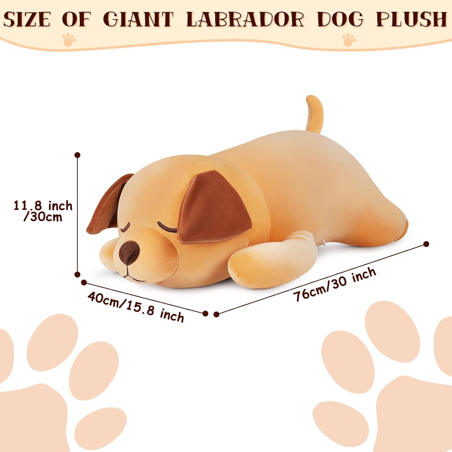 30'' Giant Labrador Plush Stuffed Animal- Labrador Plush Pillow Plushies, Large Sleeping Labrador Plush Toy, Cute Hugging Plush Pillow, Room Decor Christmas Birthday Gifts for Kids Girls Boys - Image 2