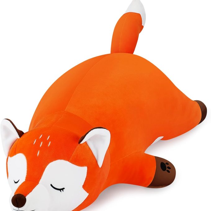 30'' Giant Foxy Plush Stuffed Animal- Fox Plush Pillow, Orange Fox Plushies, Large Sleeping Fox Plush Toy, Cute Hugging Plush Pillow, Room Decor Christmas Birthday Gifts for Kids Girls Boys