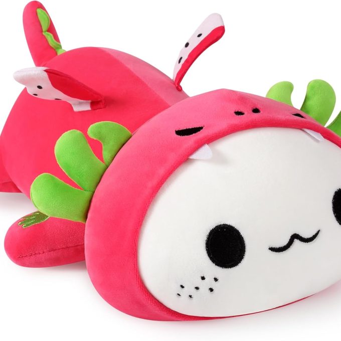 Cute Plush, 19" Soft Large Stuffed Animals Big Axolotl Pitaya Plush Pillow, Kawaii Plushie Toy for Kids (Axolotl Dragonfruit B, 19")