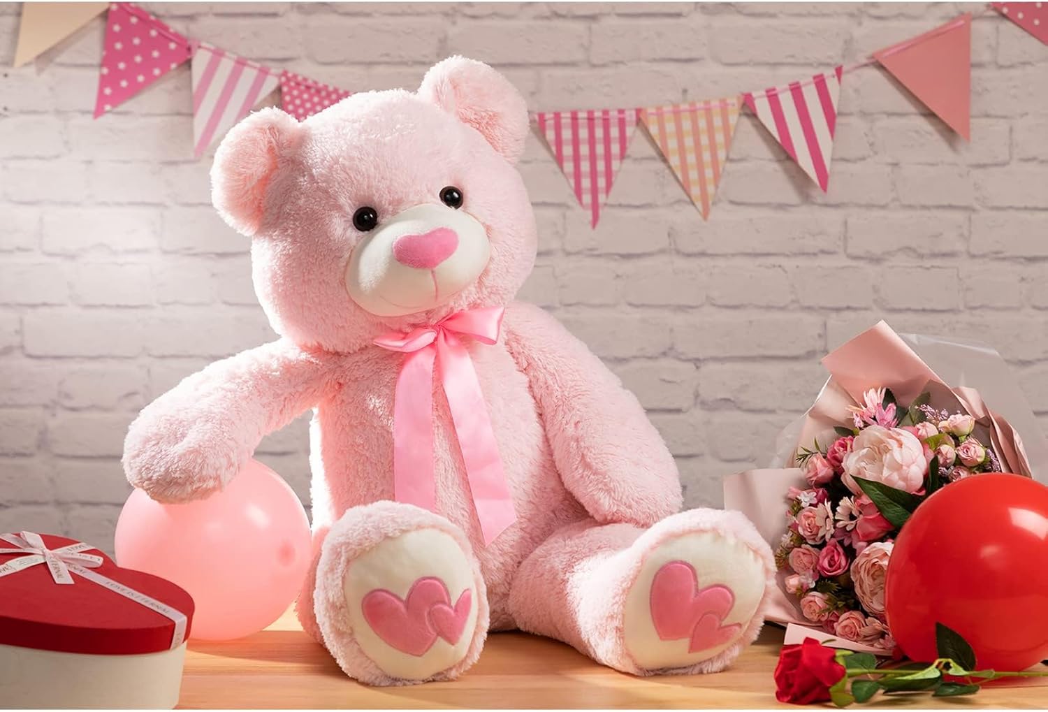 Giant Teddy Bear Stuffed Animal Large Bear Plush with Red Heart for Girlfriend and Kids Holiday Toy Gift 36 inch Pink - Image 2