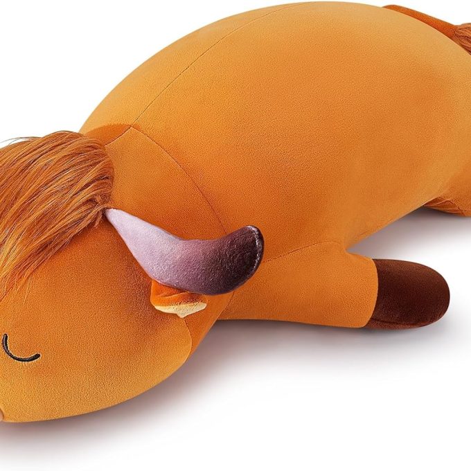 Auspicious beginning 30'' Giant Highland Cow Plush Stuffed Animal- Large Highland Cow Pillow Plushies, Sleeping Plush Toy,Hugging Stuffed Animal, Birthday Gifts for Kids Girls Boys