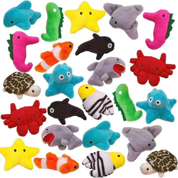 Assorted Sea-Life Plush Toys - 24 Pack - 3 Inch Soft & Cuddly Stuffed Animals for Kids, Babies, and Adults - Ideal for Nursery Decor, Bedtime Comfort, Playtime Learning, and Educational Play