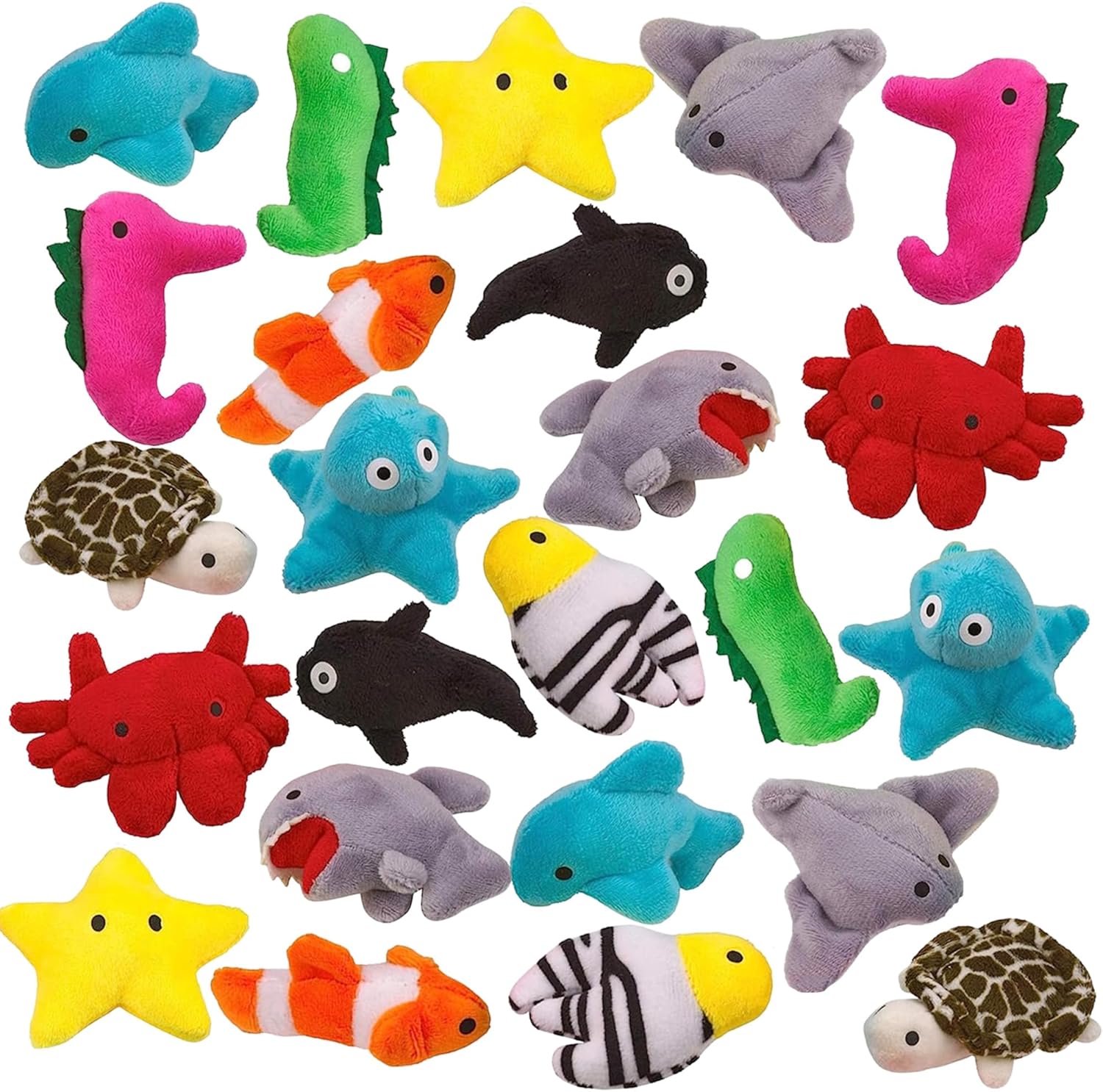 Assorted Sea-Life Plush Toys - 24 Pack - 3 Inch Soft & Cuddly Stuffed Animals for Kids, Babies, and Adults - Ideal for Nursery Decor, Bedtime Comfort, Playtime Learning, and Educational Play